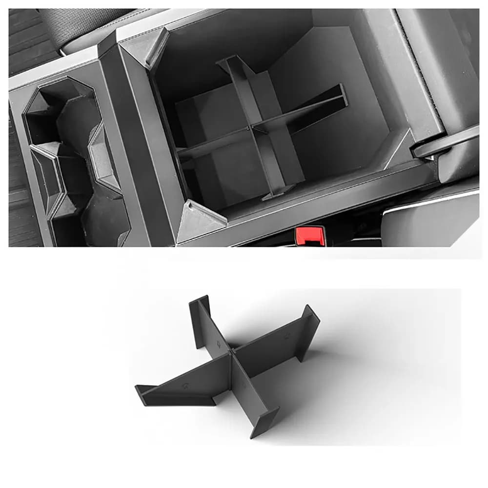 For Tesla Cybertruck 2024 2025 Central Console Armrest Box ABS Divider Organizer 2 PZ