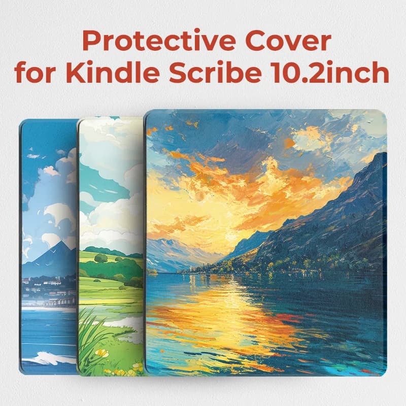 Twosheep Case for Kindle Scribe 2024 and 2022 Hard Shell Magnetic Flip Auto Sleep Wake with Pen Holder 10.2-inch oil painting