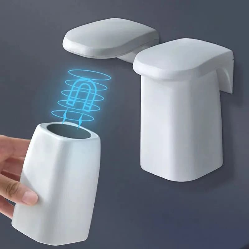 Porta spazzolino magnetico a parete con ventosa magnetica per collutorio per bagno di casa, doccia, scolapiatti, accessori per spazzolatura