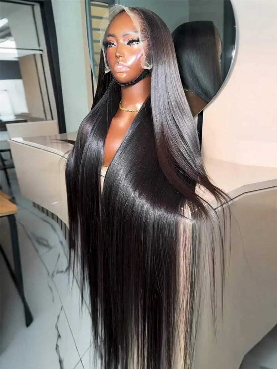 40 Parrucche per capelli umani da 42 pollici Lisci 13x4 13x6 Hd Parrucche anteriori in pizzo trasparente Capelli umani lisci serici Pre pizzicati con i capelli del bambino