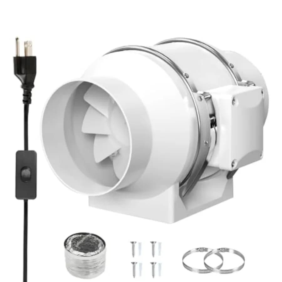 Ventilatore Inline da 4 Pollici, Ventilatore ad Alta Efficienza 280 CFM, 50W, Ventilatore di Scarico per Cucina, Bagno, Stampante 3D, Coltivazione Indoor