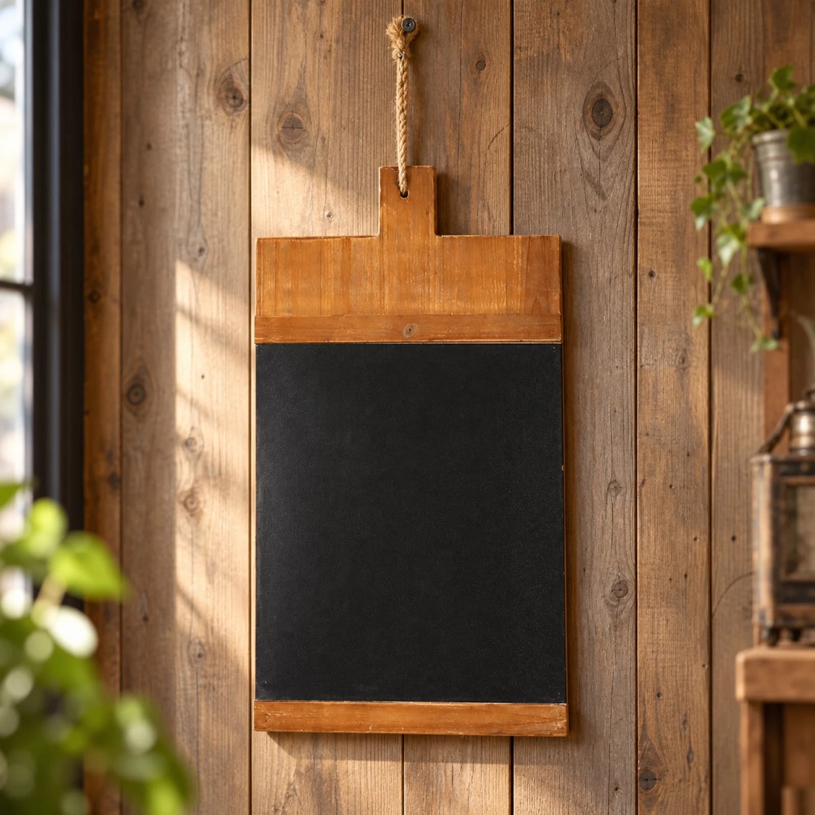 Rectangular Hanging Chalkboard with Wooden Frame Multi-Purpose Vintage Distressed Chalkboard with Rope Hanger Board