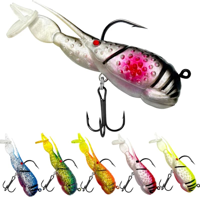 7G 21G Gamberetti richiamo Piombo Jig Head T coda Aragosta Esche da pesca VIB Esca morbida con gancio triplo e gancio singolo per luccio spigola