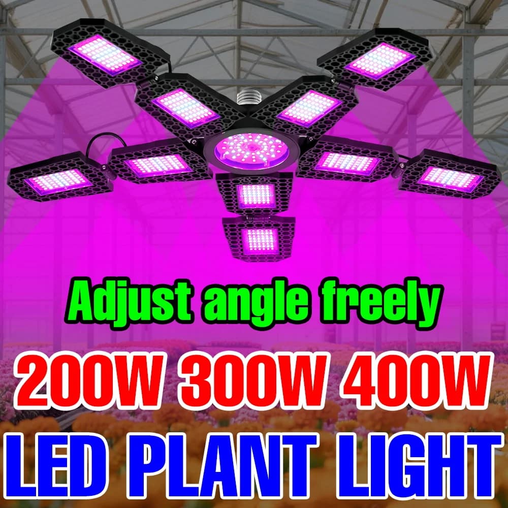 Lampada LED per Coltivazione Piante 400W, Spettro Completo, per Semina, Attacco E27, Deformabile, per Serra, Tenda, Frutta, Fiori, Verdure