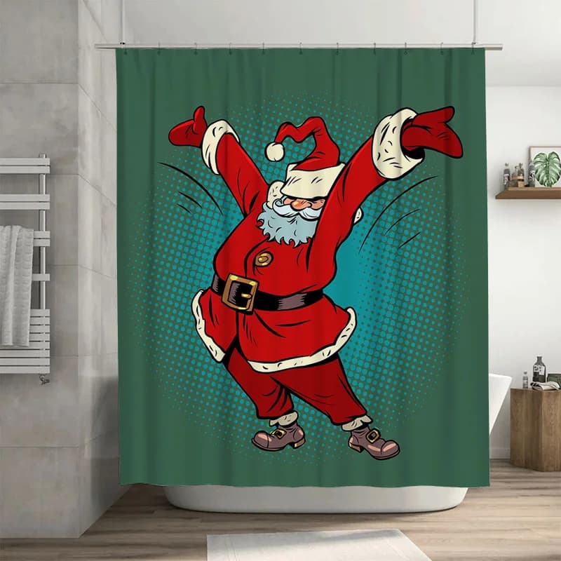 TU Babbo Natale Tenda da doccia Decorazioni per il bagno di Natale Stampa festiva per le vacanze Decorazioni per la casa impermeabili Regalo Decorazione per feste di Natale