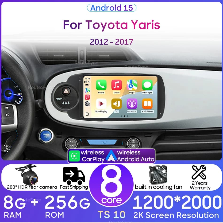 For Toyota Yaris 2012 - 2013 RHD/LHD Android Autoradio Multimedia player DSP Wireless CarPlay Car Wifi No 2din