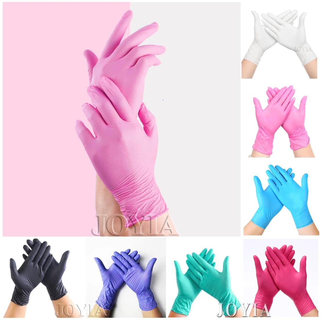 Guanti monouso in nitrile rosa 50 100 XS Piccola donna Ragazza Bambini Pulizia della casa Salone XS Guanto Lattice nero senza polvere SML