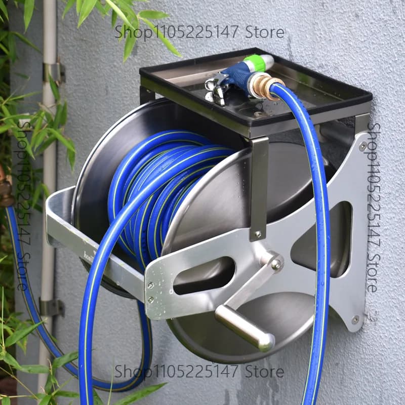 Stainless steel garden pipe holder for irrigation, high pressure, for domestic use and gardening