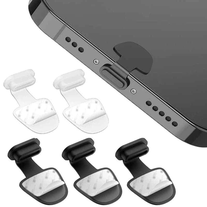 2/4/6/pcs Phone Charger Dock Dust Plug Stopper Cap Cover Charging Port Anti-Lost Dust Plug for iPhone/Micro/Type-C Mobile Phones