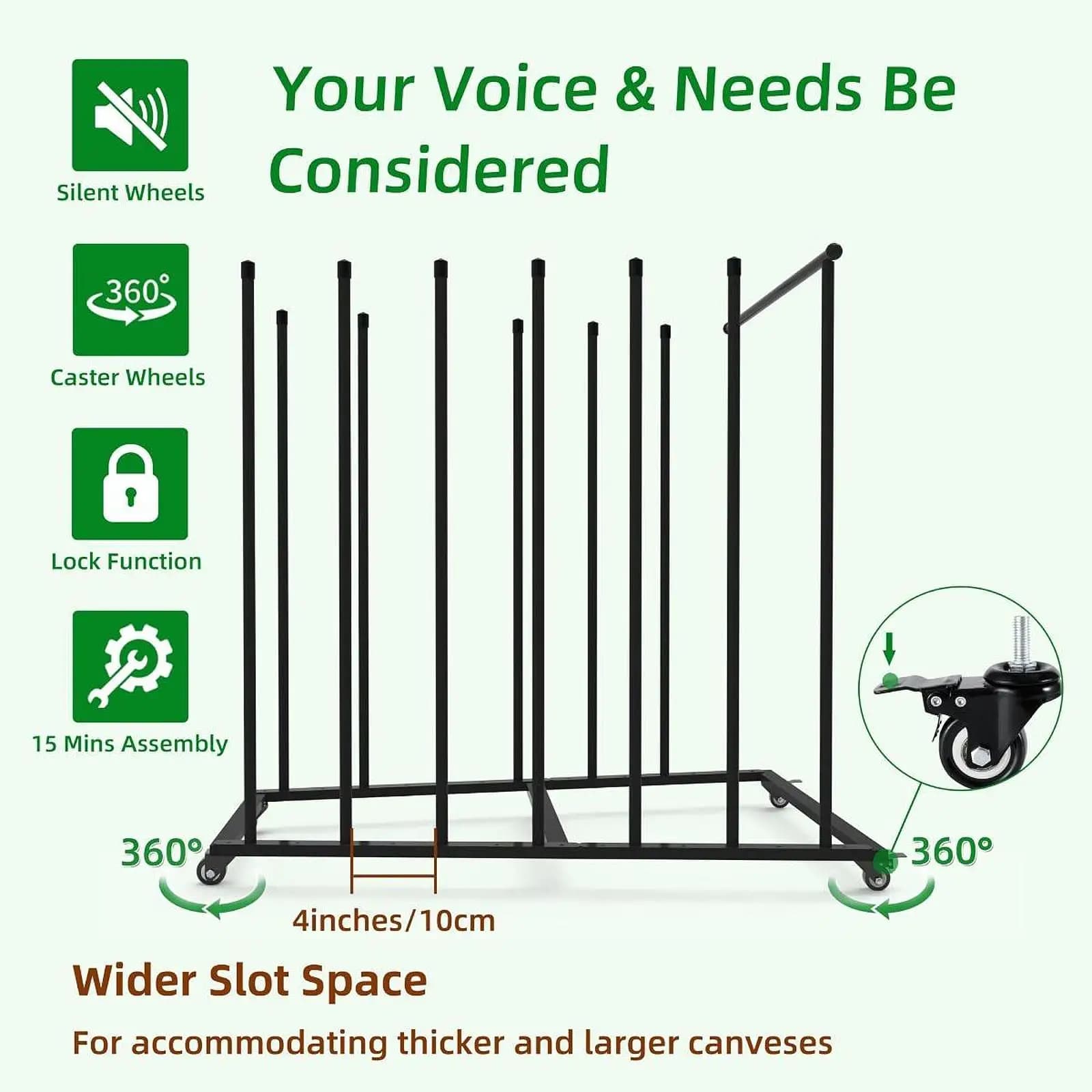 Minimalist Mobile Art Board Storage Trolley Multi Level Iron Shelf Platform Cart for Gallery and Classroom
