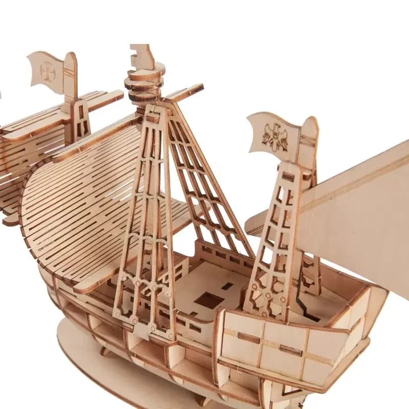 Puzzle 3D in Legno a Forma di Barca a Vela, Modello da Assemblare, Kit Fai-da-Te, Regalo Decorativo da Scrivania
