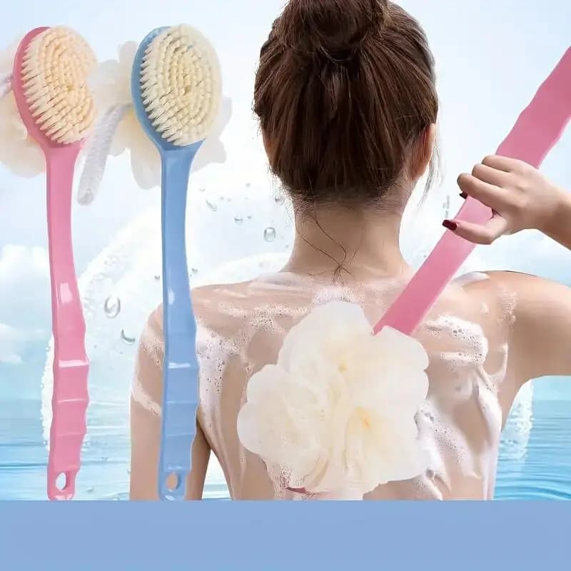 Soft Smooth Body Brush and Women and Men-Spanish Shower Brush with Long Curved Handle for Body Wash, Face and Spa