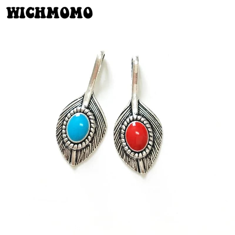 Fashion 8pcs 35*15MM Retro Zinc Alloy Big Hole Peacock Feather Pendant DIY Necklace Jewelry Accessories