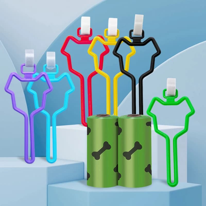 Porta sacchetti igienici per cani facile da trasportare, clip per sacchetti per deiezioni animali, dispenser mani libere per guinzaglio, clip per sacchetti igienici per cuccioli per passeggiate all'aperto