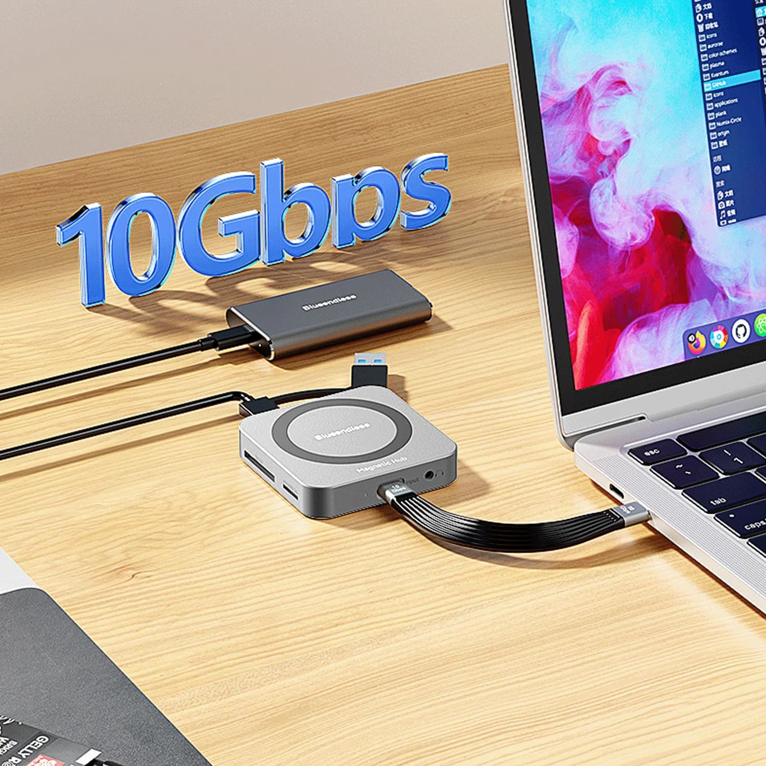 Docking station SSD M.2 NVME multifunzionale 8 in 1 USB3.1 10Gbps 100W PD 4K60HZ HDTV Custodia magnetica SSD M.2