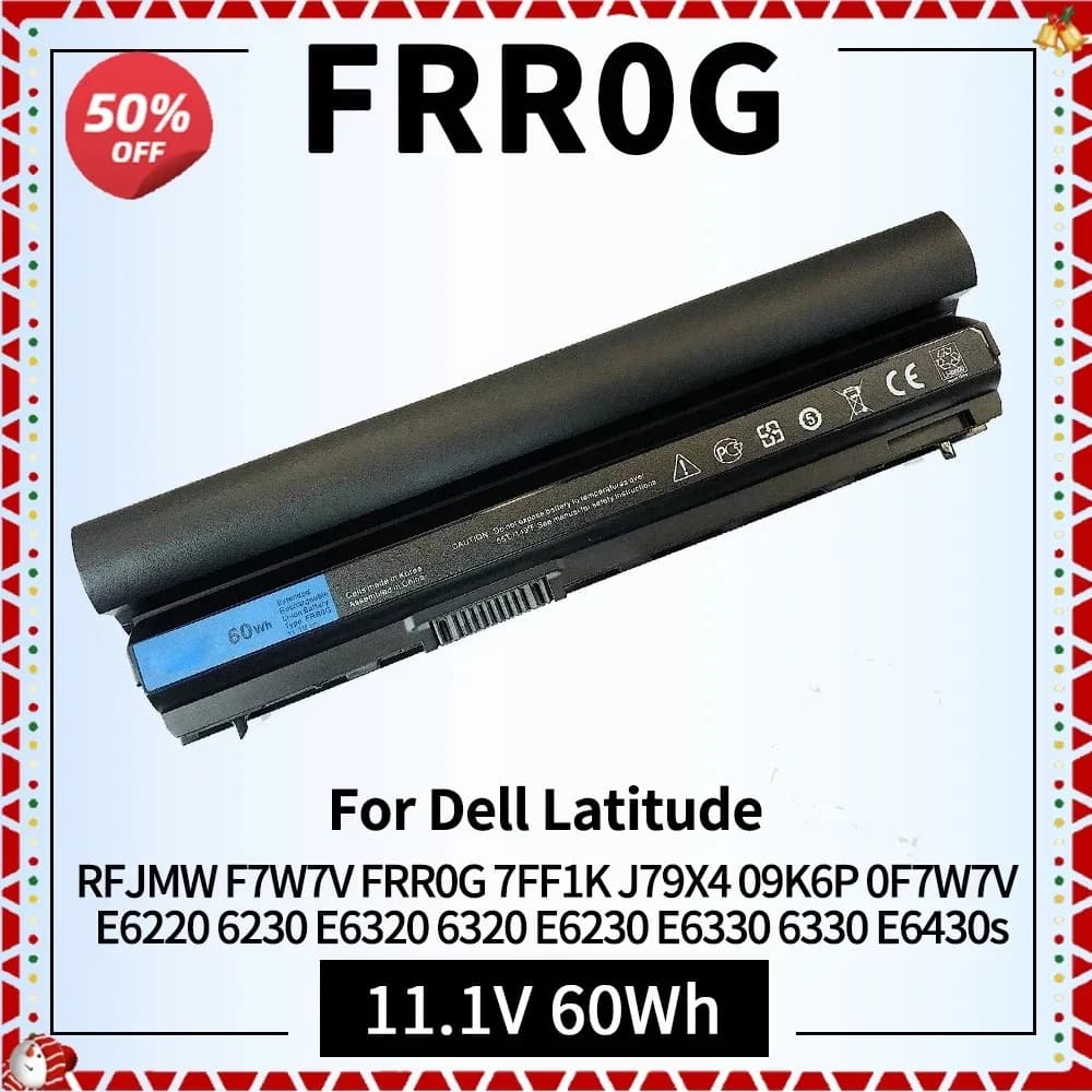 60Wh FRR0G Battery for Dell Latitude Laptop E6330 6330 E6220 6230 E6320 6320 E6230 E6430s PN RFJMW F7W7V Y61CV Compatible 11.1V