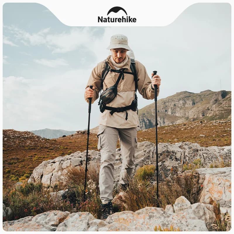 Bastone da trekking telescopico NatureHike a 3 sezioni, ultraleggero, Nordic Alpenstock, retrattile, per escursionismo, arrampicata e camminata.