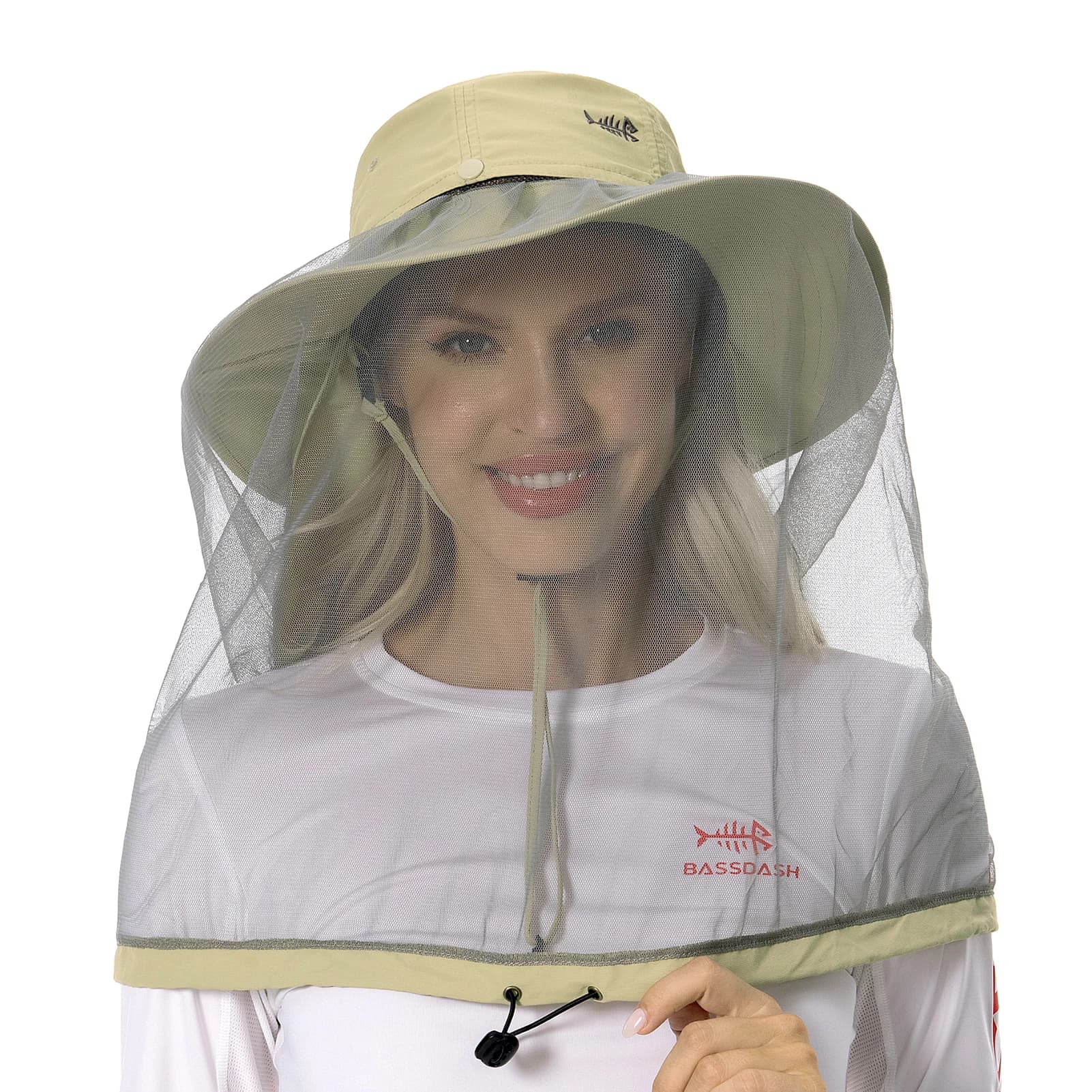 Bassdash UPF 50+ Cappello da sole antizanzare con rete nascosta e patta per il collo per uomo donna pesca all'aperto escursionismo campeggio