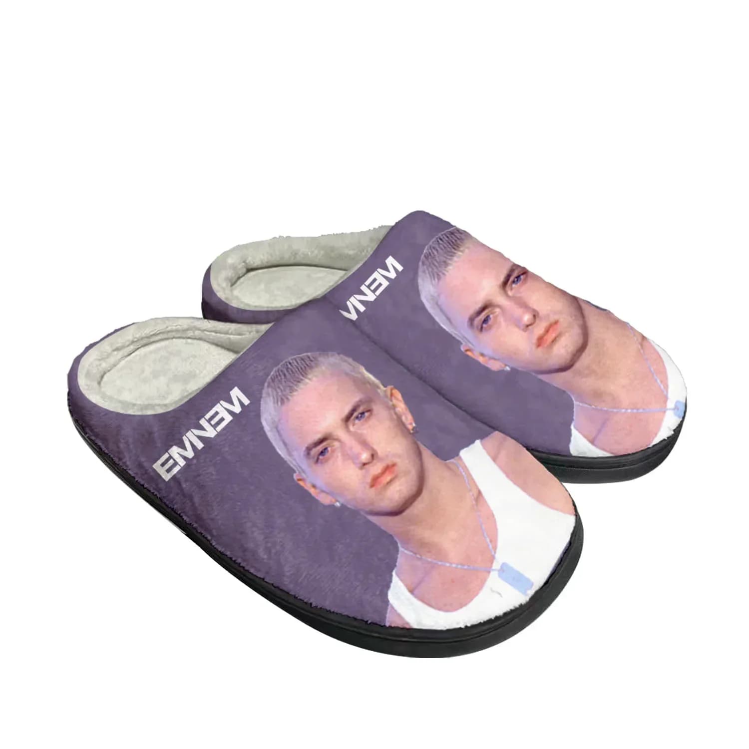 Pantofole Personalizzate Eminem Hip Hop per Adulti, Scarpe Invernali in Peluche e Cotone per Casa, Calde e Confortevoli