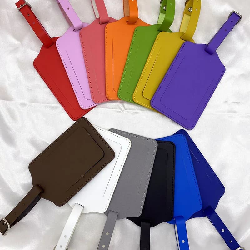 Etichette per bagagli da donna e da uomo Accessori da viaggio in pelle PU Valigia ID Indirizzo Porta nome Etichette per bagagli Etichetta portatile