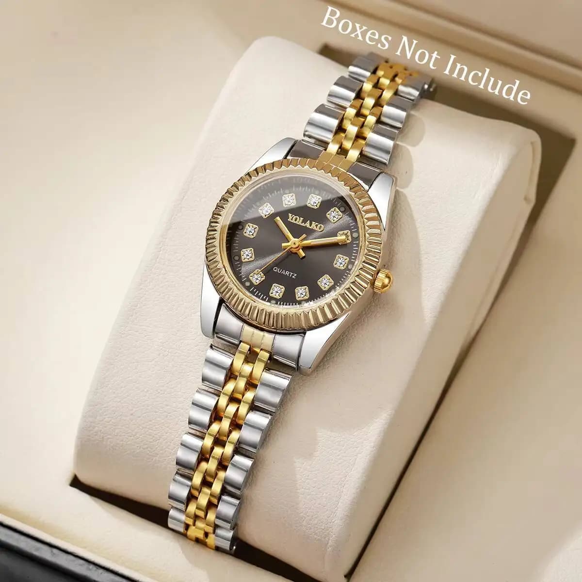 Fashion Rhinestone Women Quartz Watch Luxury Stainless Steel Band Calendar Wristwatches Relogio Feminino Clock Gift（Without Box）