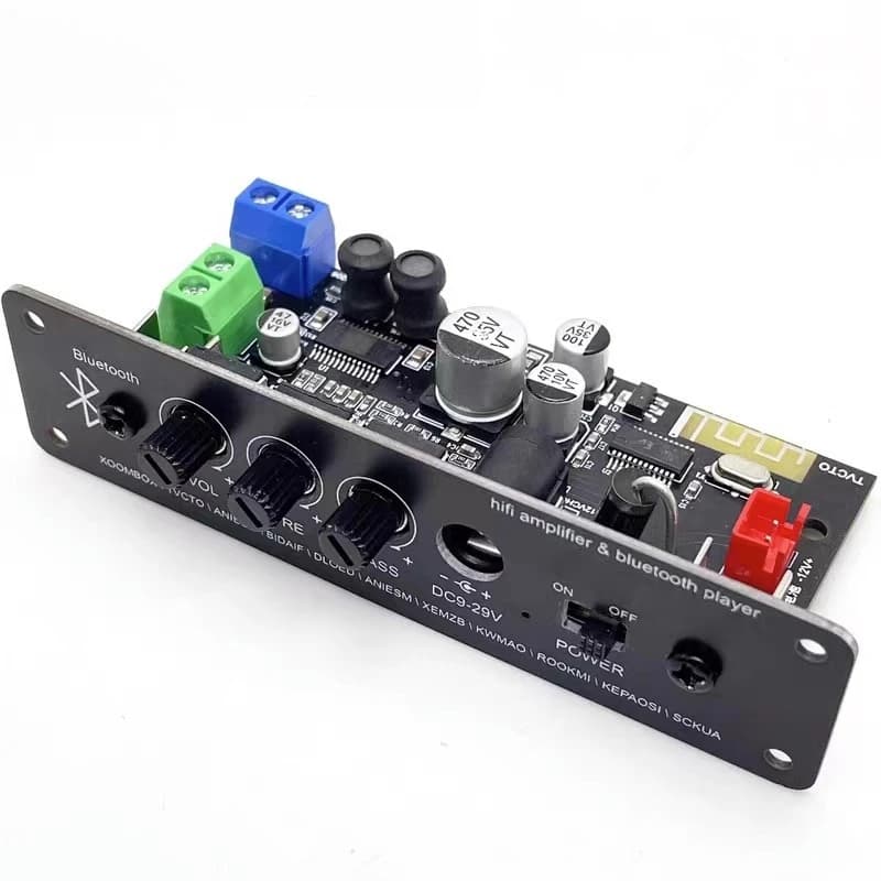 Scheda amplificatore di potenza audio per auto con ricevitore di alti e bassi, modulo amplificatore Bluetooth 5.1 modificato fai-da-te