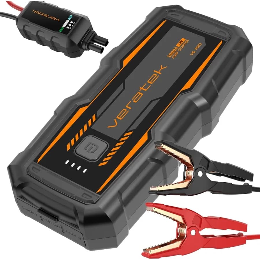V6 Pro 1000A Batteria per auto Jump Starter portatile per veicoli diesel da 6,0 litri a gas 3,0 litri Batteria al litio da 12 V Booster Pack con SmartCha