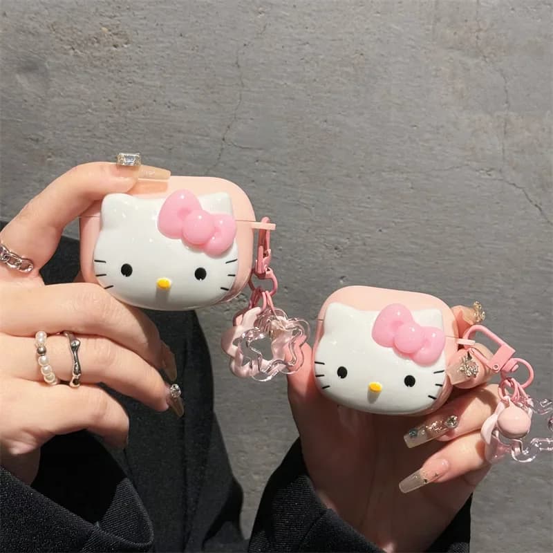 Carino KT Cat Custodia protettiva per AirPods Pro2 Custodia protettiva Cartoon Auricolare Bluetooth Custodia morbida in TPU per Airpods 4 3 2 1 Pro