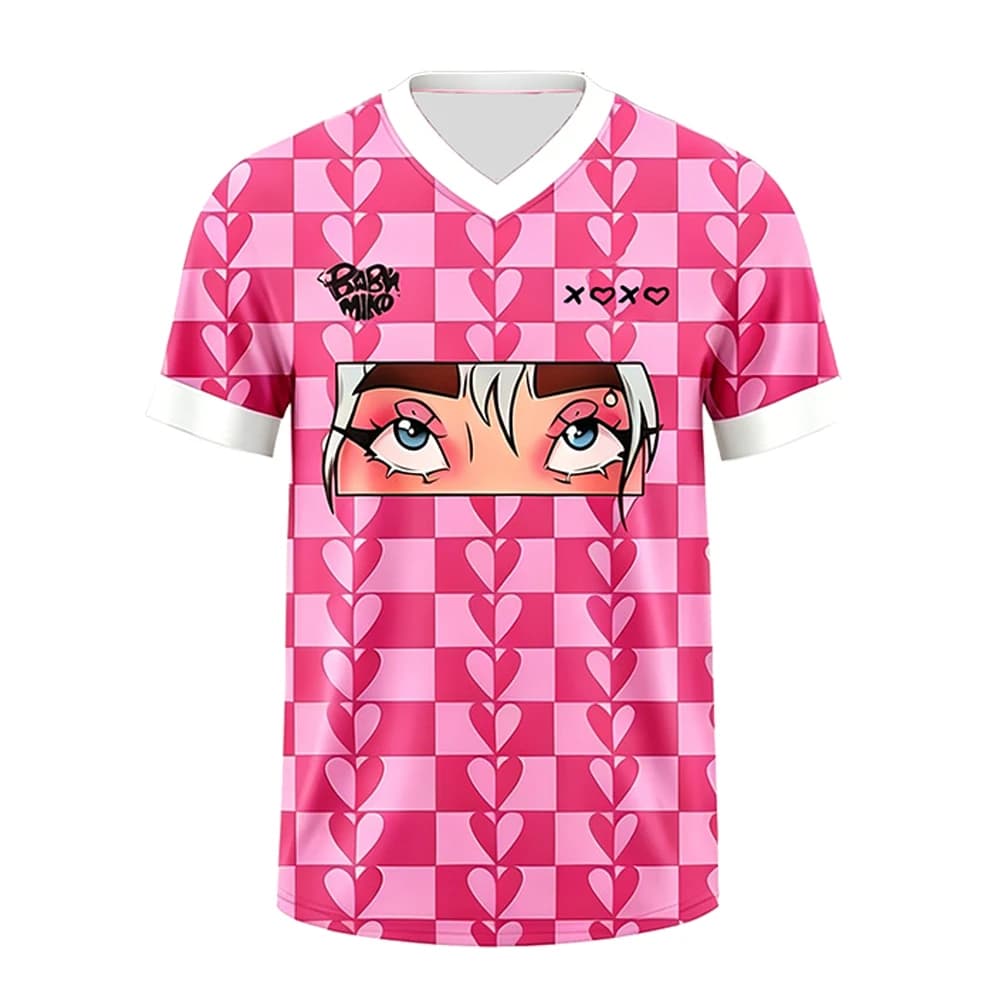 Young Miko Late Checkout Maglietta estiva a maniche corte con scollo a V, design ampio, stampa grafica 3D, T-shirt per uomo e donna, Merch