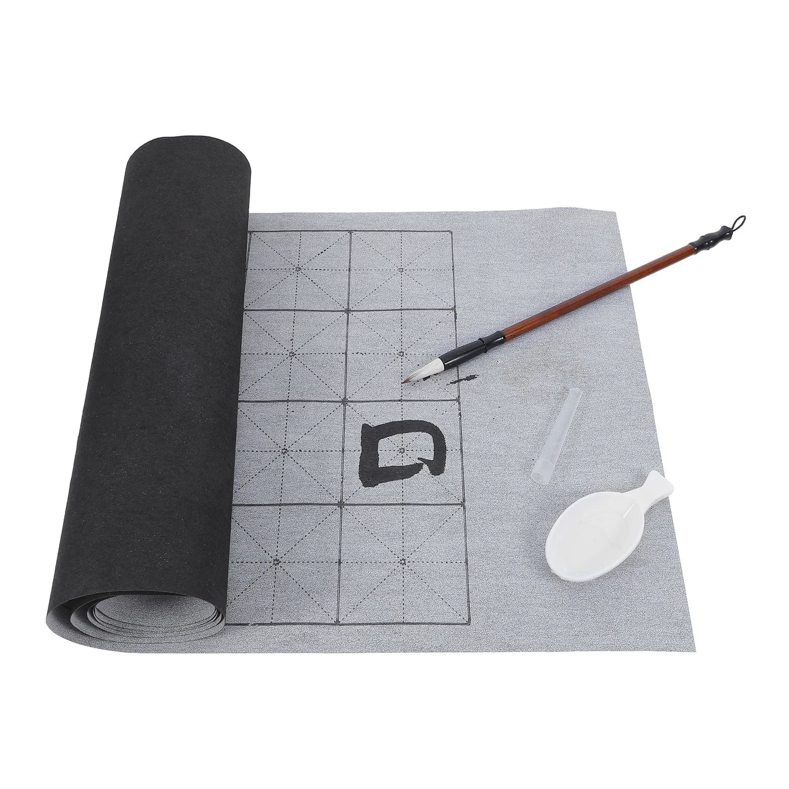 1Set Calligraphy Practice Set Water Writing Cloth Reusable Chinese Brush Pen Water Dish Beginner Improvement Chinese Brush
