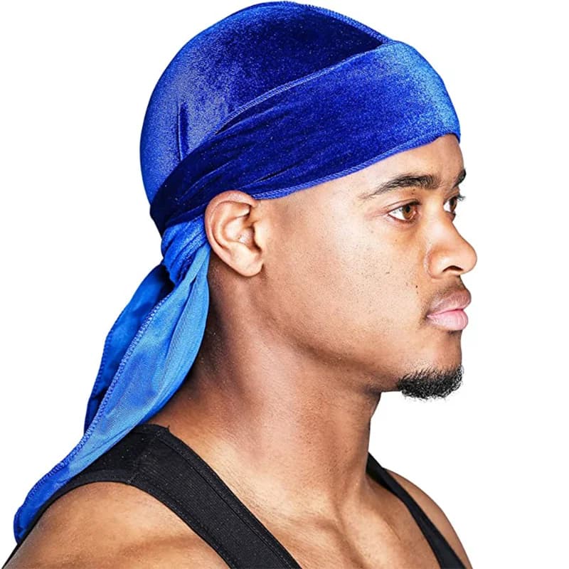 Cappelli Bandana traspiranti in velluto a molla Durag per uomo donna cappellini Hip-Hop Du straccio equitazione coda lunga copricapo Unisex turbante Durag Caps