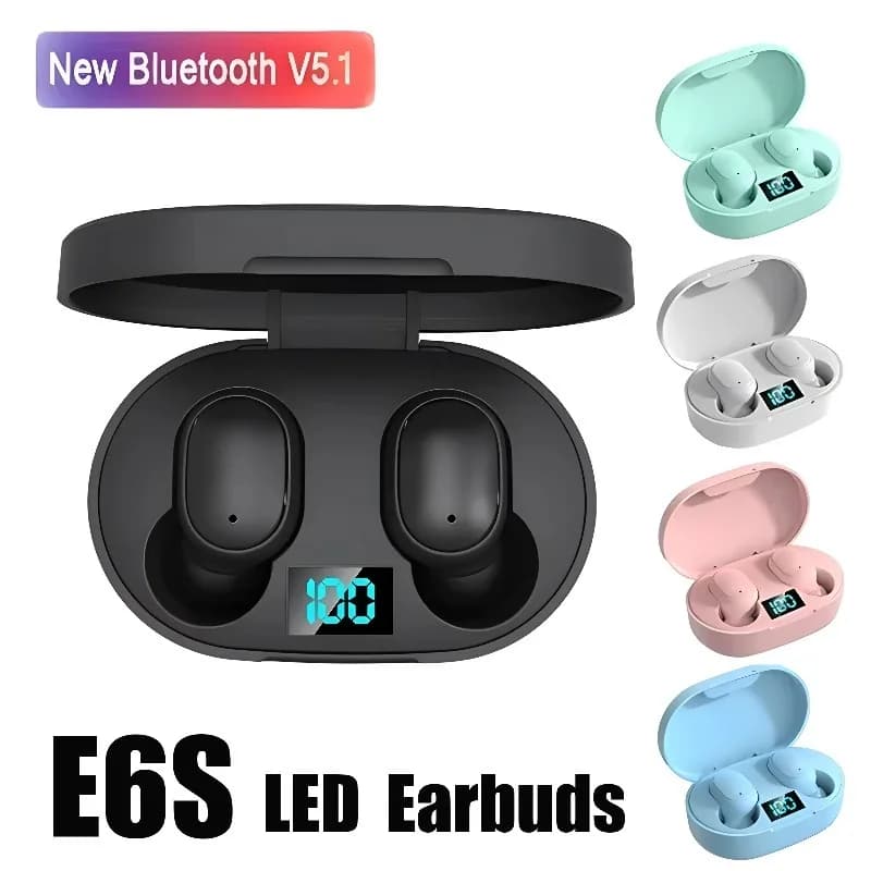 E6S TWS Cuffie senza fili Sport Impermeabile Bluetooth 5.0 Auricolare stereo con microfono per Iphone Xiaomi Vivo Oppo