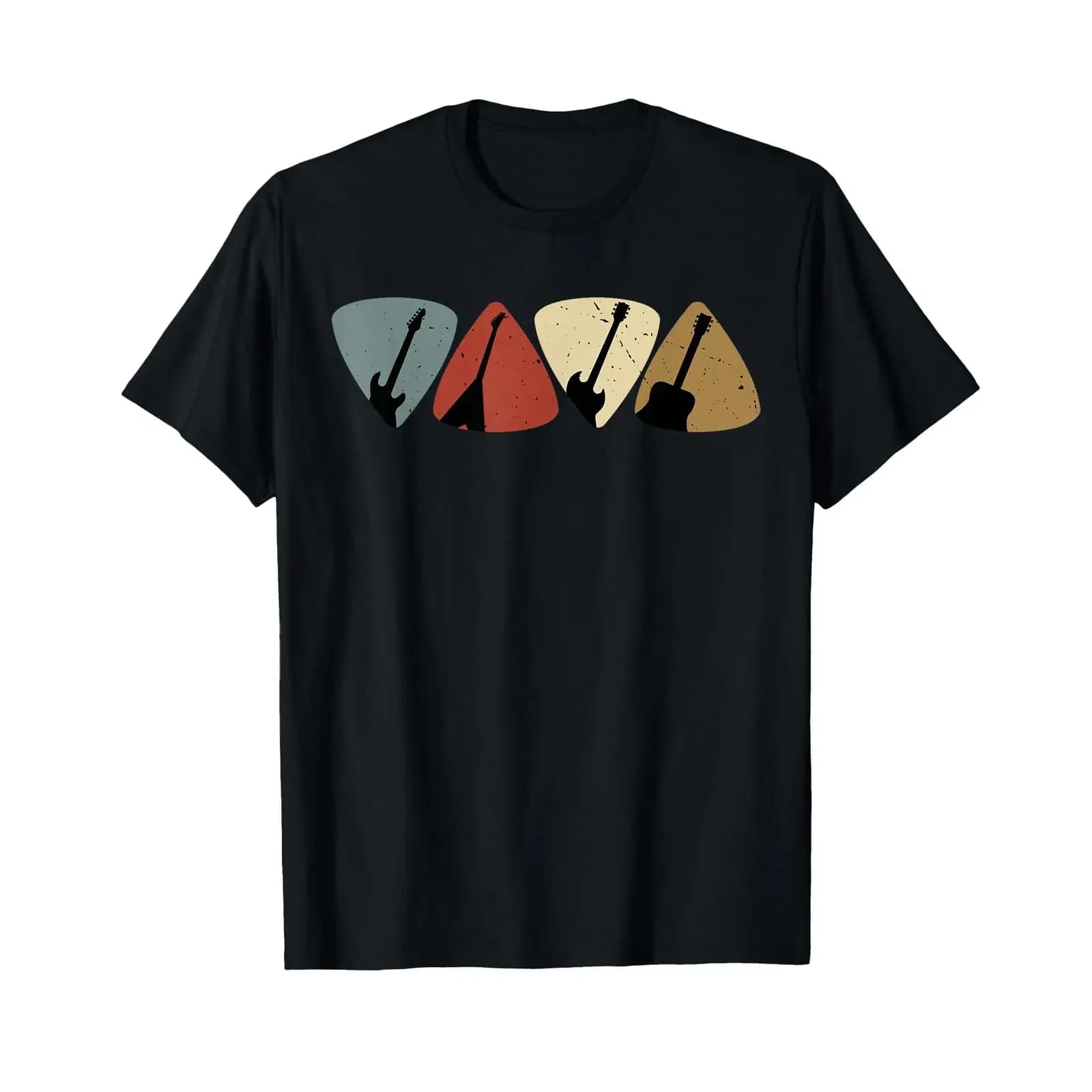 Retro Vintage Guitar Pick Player Guitarist Bassist Musician T Shirt Small vintage Washed Soft Versatile Top For Everyday Wear