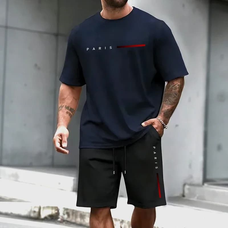 Complete Sportsman Spring Summer 2026 New Style Casual Daily with Print Paris: T-shirts in Cotton with Sleeves Court and Sports Shorts