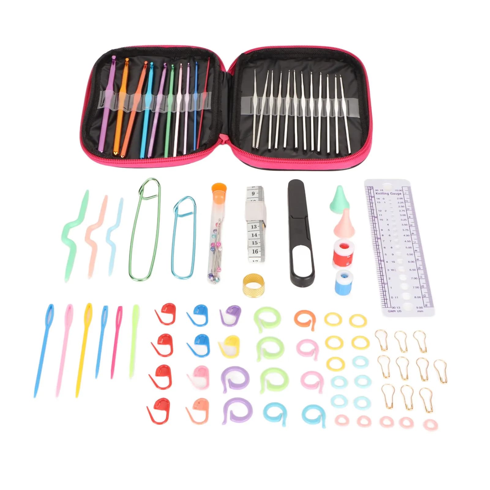 Crochet Starter Kit Comfortable Grip Lightweight Ergonomic Crochet Hooks Set Aluminum with Storage Bag for Home