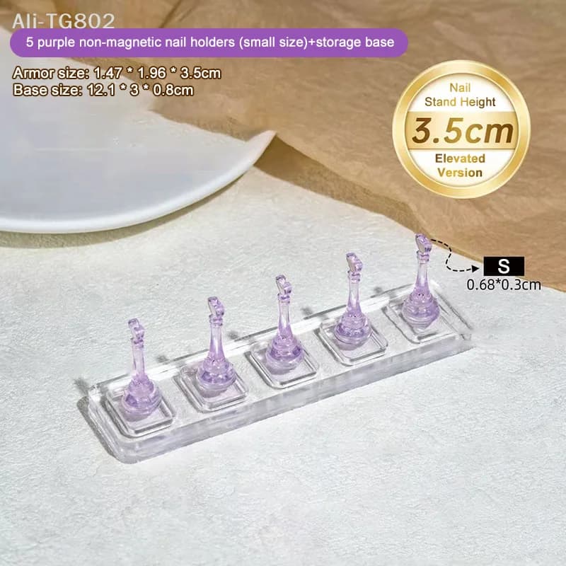 Espositore per Unghie in Acrilico a 5 Griglie, Non Magnetico, per Unghie Finte, Gel Effetto Occhio di Gatto e Unghie Press-On, Supporto per Pratica