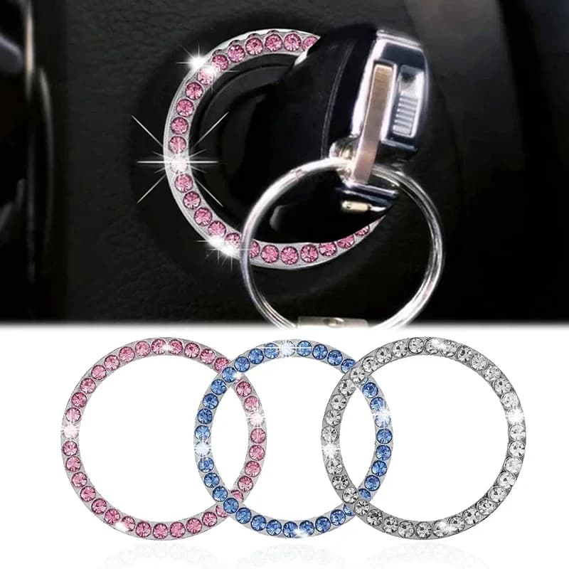 1/3PCS Car Ignition Key Ring Diamond Stickers for Auto Motorcycle Styling Decoration Key Circle Button Car Accessories