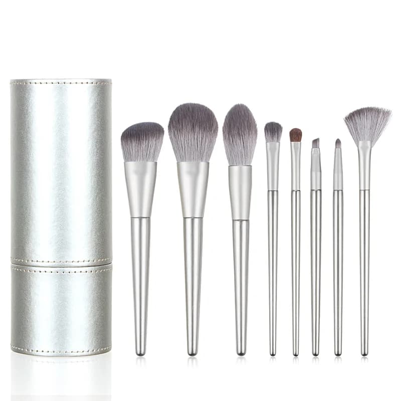 Set di pennelli per trucco per capelli pony da 8 pezzi per principianti Setole morbide professionali con pennelli per sfumare ombretti Custodia per cosmetici