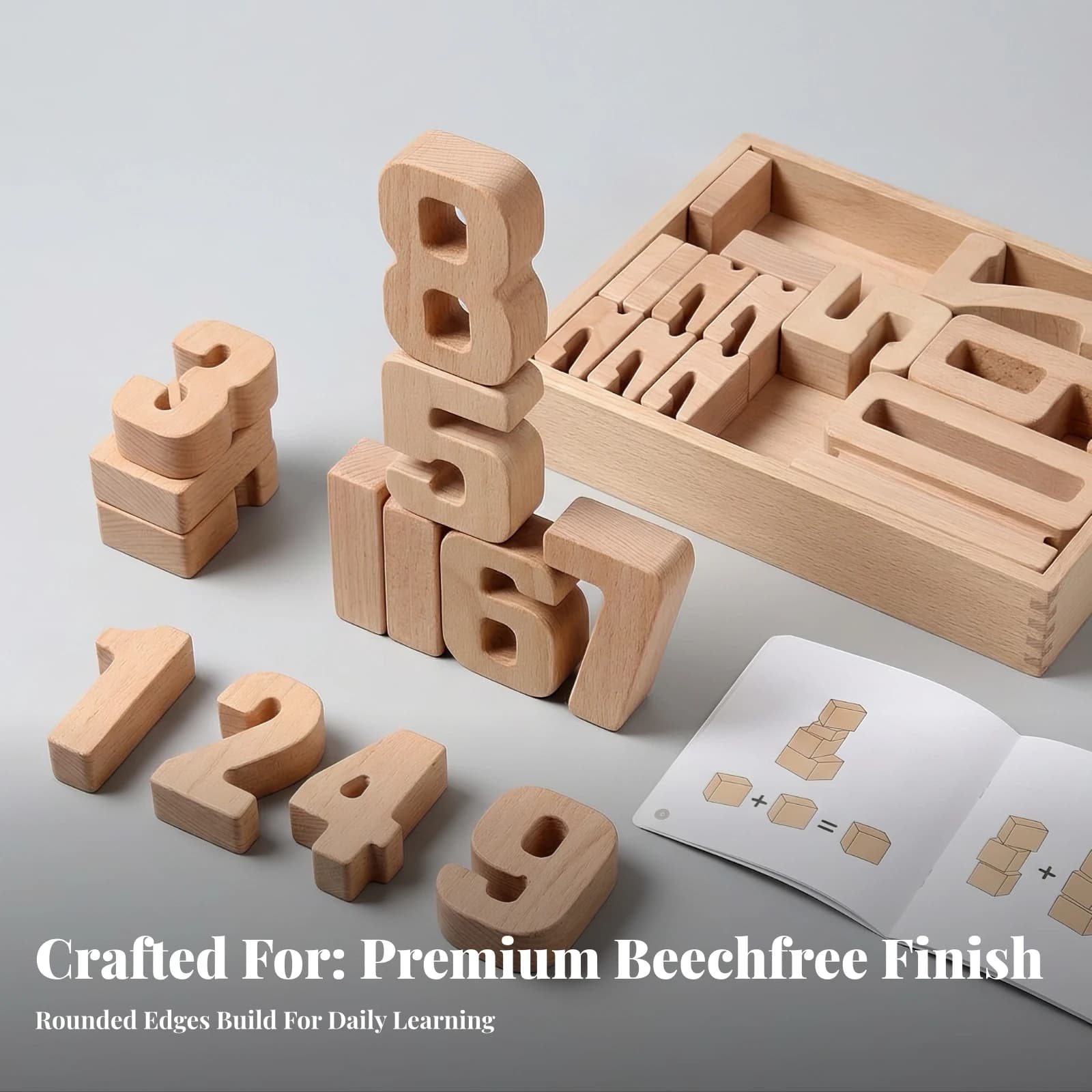 Wooden Number Blocks Preschool Number Blocks Math Toy Long-Lasting Sturdy for Preschoolers, Classroom