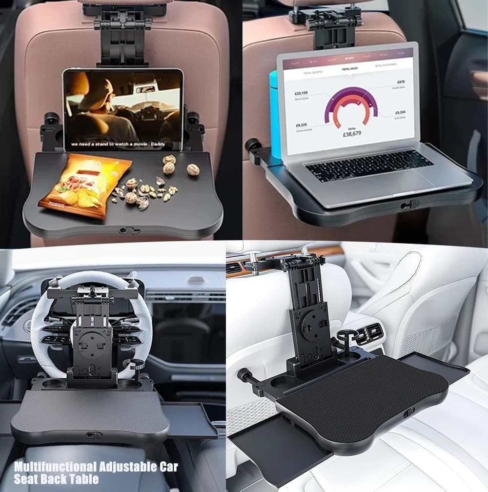 Car Seat Back Multifunctional Travel Small Table Board Adjustable Tray With Cup Holder Laptop Stand Ideal For Adults Kids In