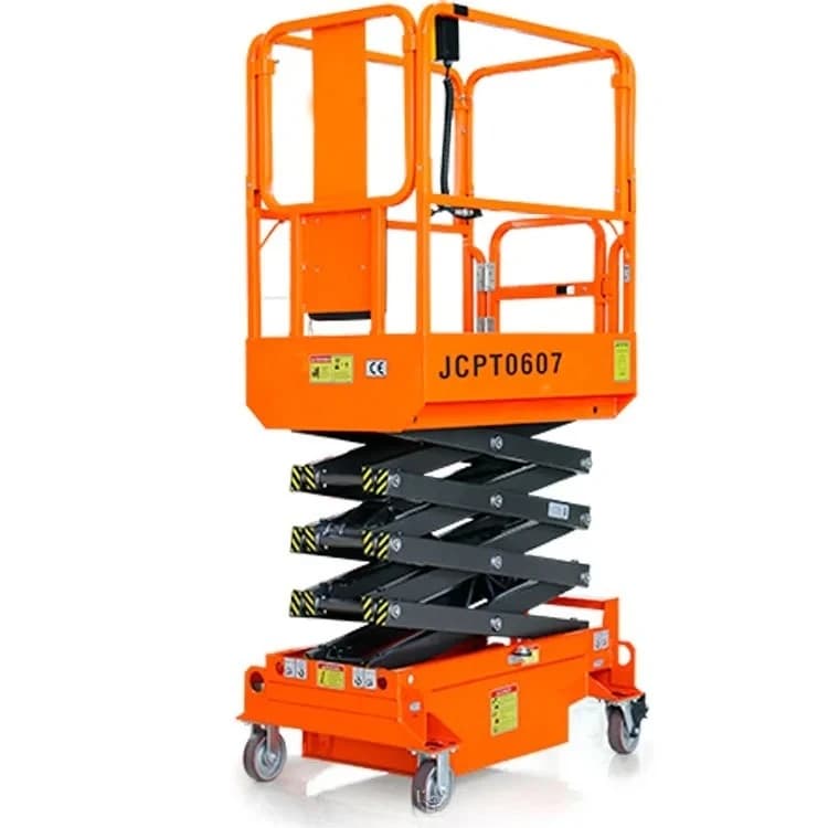 Piattaforma di lavoro aerea personalizzata facile e semplice da maneggiare Mini ascensore elettrico a forbice Piattaforma di sollevamento a forbice semovente da 6 m