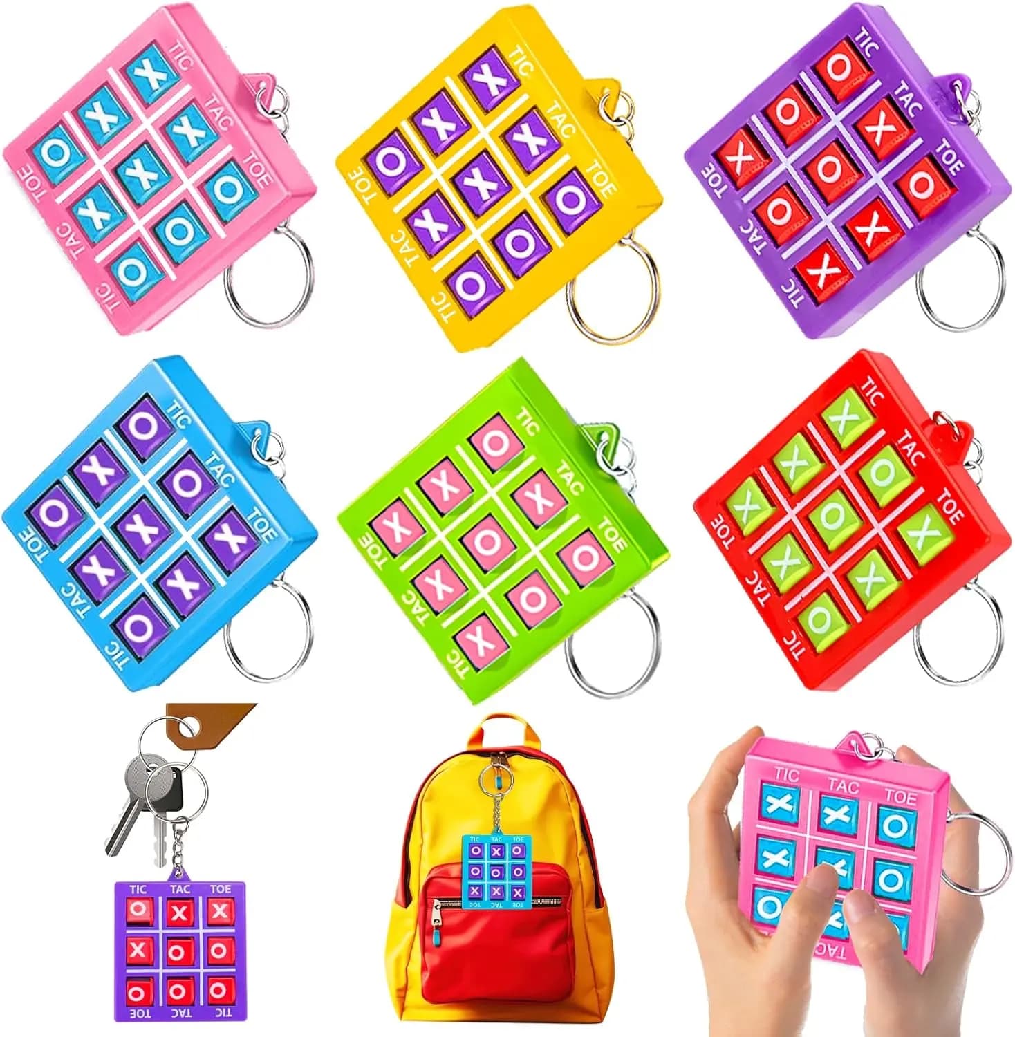 Gioco Tic Tac Toe 1/8 pezzi, Giocattolo Educativo per Bambini con Portachiavi, Regalo per Feste di Compleanno, Gadget per Sacchetti Regalo, Riempitivo per Pinata, Premio per la Classe