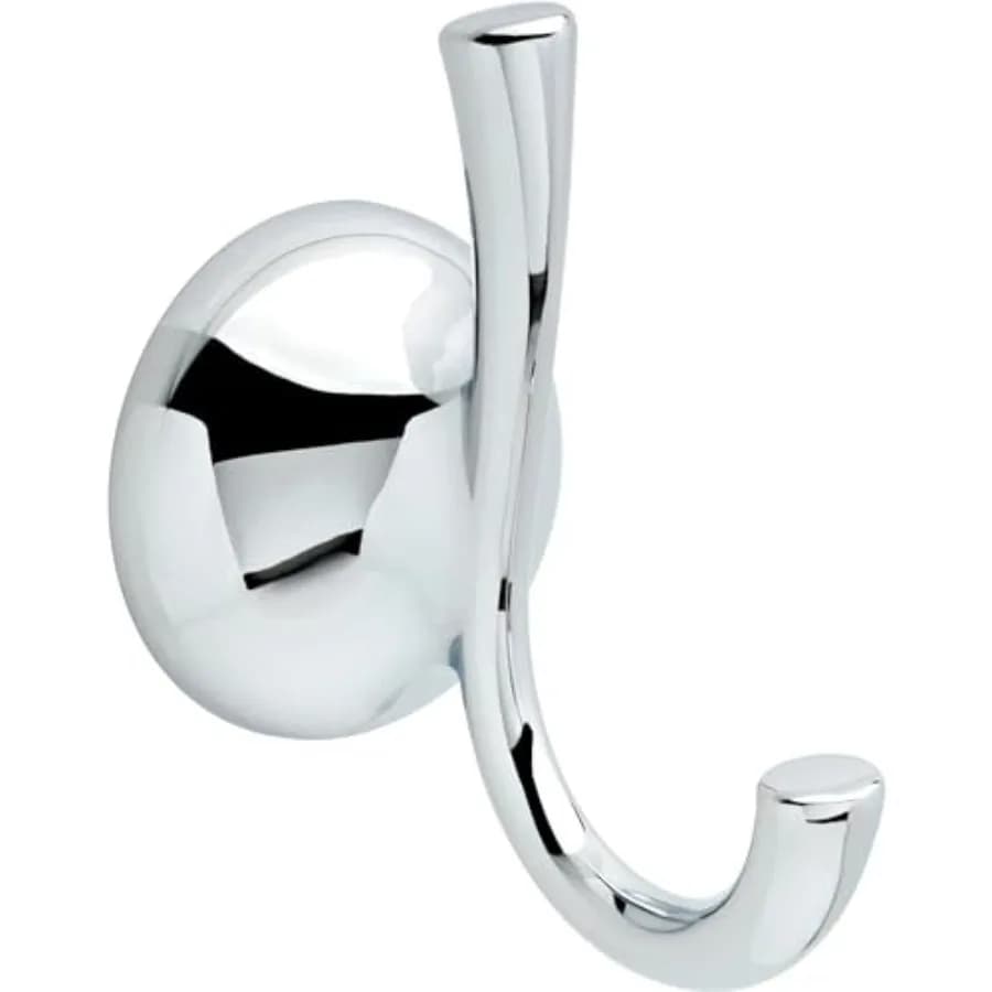 Foundations 1-Pack Ganci per Asciugamani Cromati Lucidi a Doppia J Montaggio a Parete per Accappatoi Supporto a 2 Punte Accessori Bagno FNDS35-PC