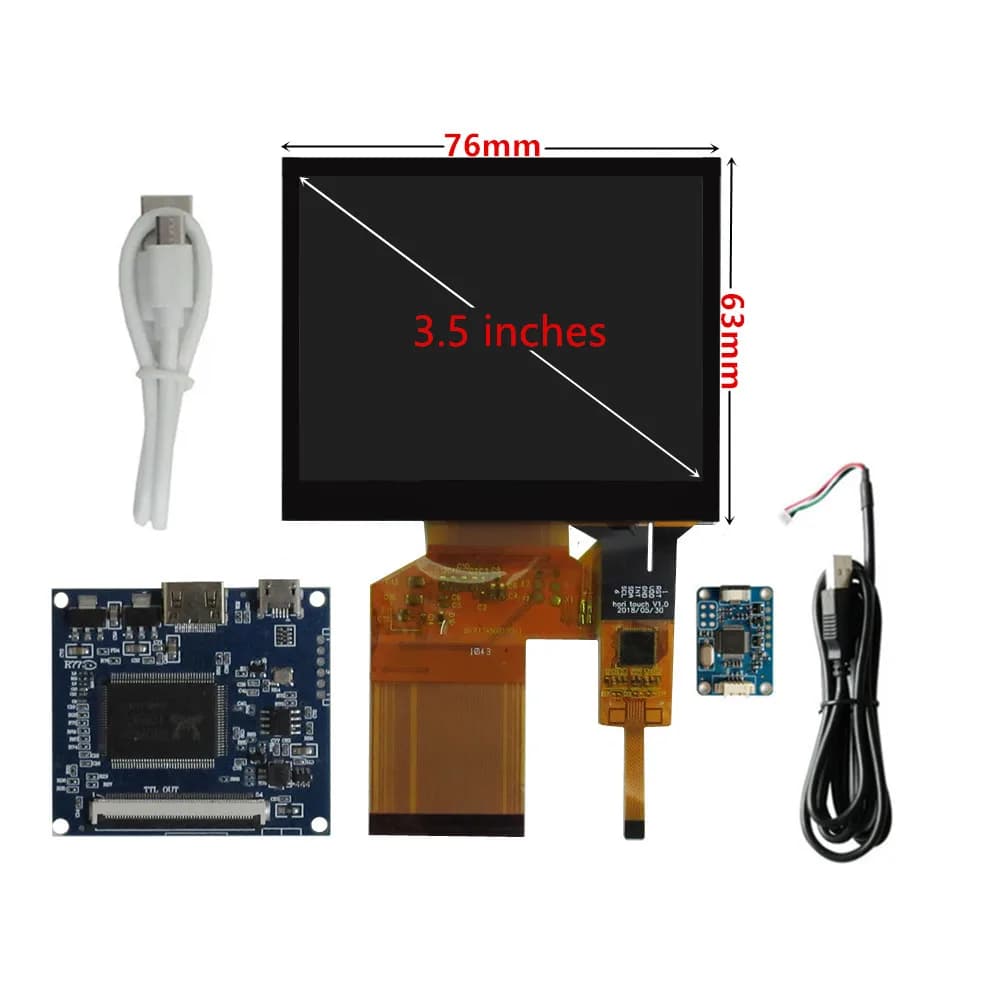 Schermo LCD da 3,5 Pollici con Touch Screen Capacitivo e Scheda Driver Mini HDMI, Kit di Assemblaggio Fai-da-Te per Raspberry Pi PC