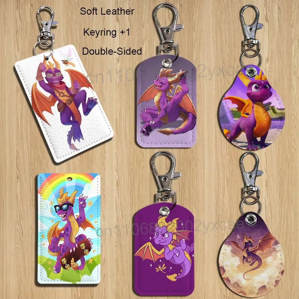 Portachiavi in pelle Spyro the Dragon Sparx con cordino - Porta badge/ID, Accessorio portachiavi, Opzione regalo