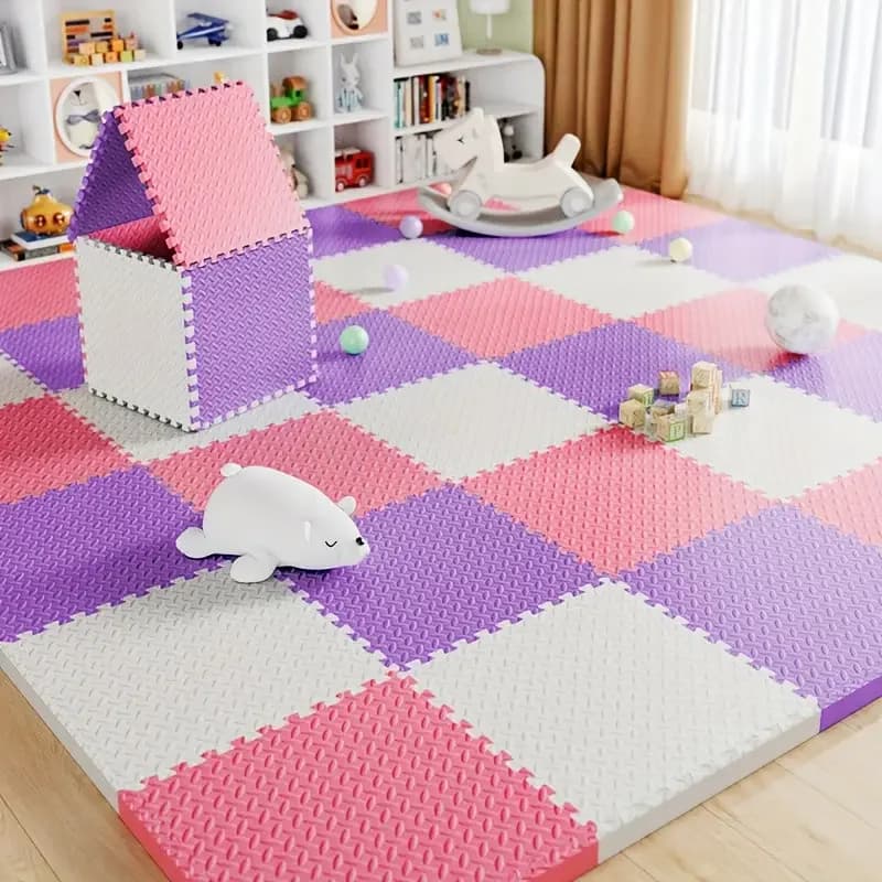 6/12 pezzi pavimento in schiuma per bambini EVA ad incastro tappetini patchwork antiscivolo tappetini da gioco in tinta unita spessa tappetini morbidi non tossici