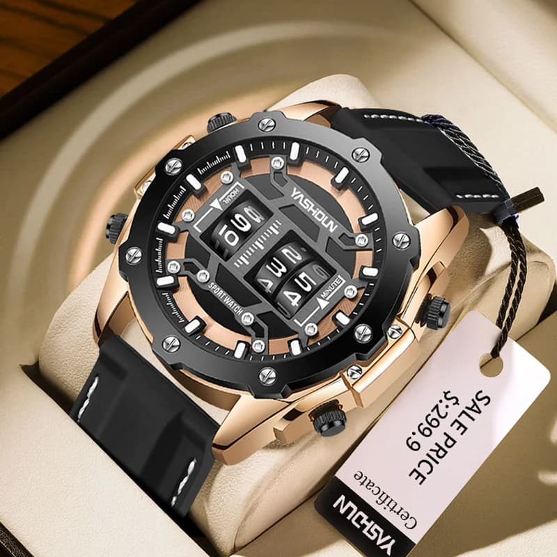 Orologio creativo al quarzo digitale da uomo, orologio da polso di lusso impermeabile, cinturino in silicone, orologio da polso versatile militare
