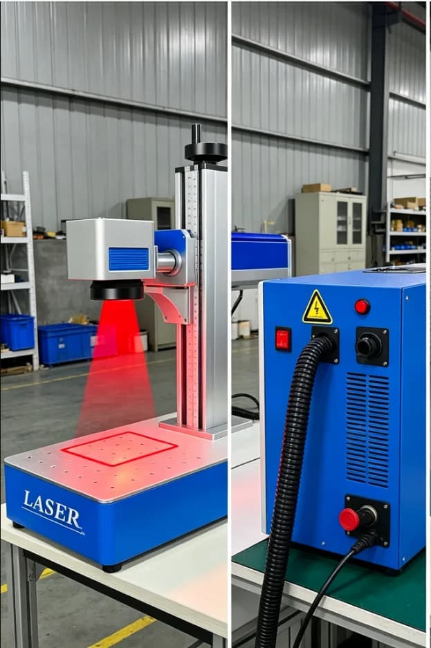 Raycus 50W 30W Fiber Laser 20W Marking Machine with Rotary Axis Stainless Steel Engraver Marker Metal Cutter Jewelry Silver Work
