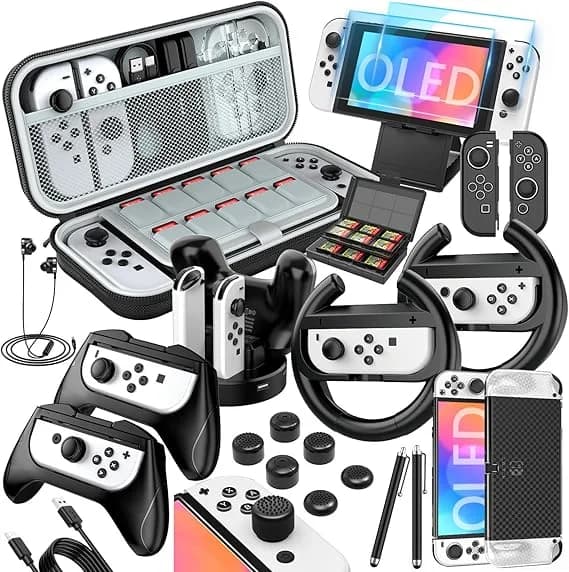 Pacchetto accessori Interruttore OLED compatibile 27 in 1 con custodia protettiva portatile, copertura della maniglia della protezione dello schermo