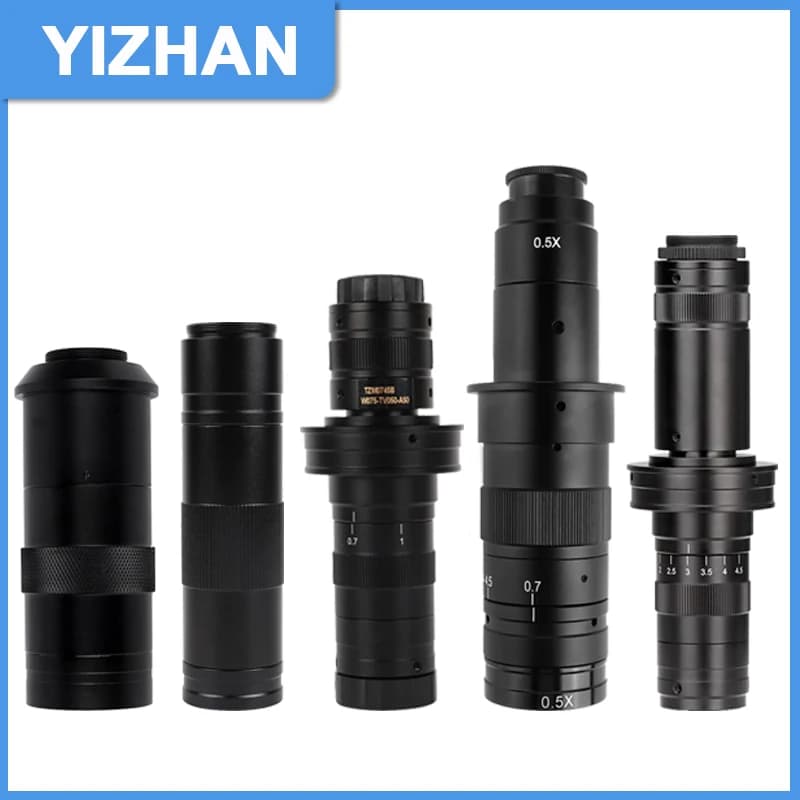 YIZHAN 130X 150X 180X 215X Obiettivo zoom con attacco C Lente ottica regolabile Diametro di installazione 40/50mm Strumento di ingrandimento per microscopio